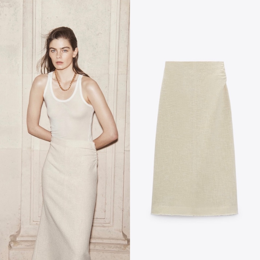 🍂 ZARA FRAYED TEXTURED SKIRT NWT 🍂